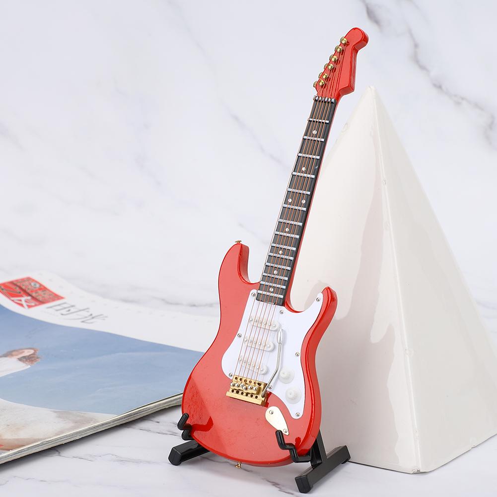 Miniature Red Electric Guitar Model Musical Instrument Crafts Ornament Gift