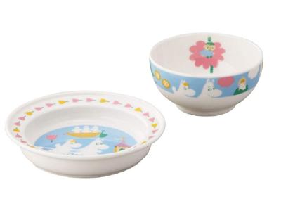 Yamaka Shoten MOOMIN Plate Bowl Set Microwave Dishwasher Moomin Nordic Day Wedding Made In "Baby & Kids" & (Gift Boxed) & Safe, Merchandise, Style,