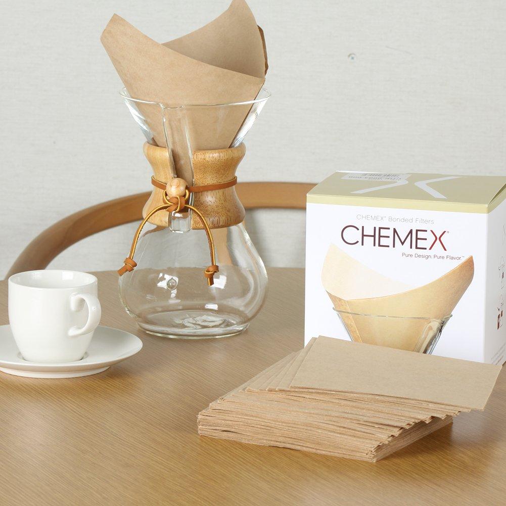 Chemex Kaffeebereiter Filter 6er Pack Filterpapier, Tassen, Natur, Ungebleicht, 100, Papier, FSU-100