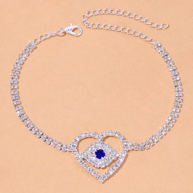 Stonefans Boho Blau Evil Eye Herz Fußkettchen Armband Großhandel Für Frauen Tennis Strass Fußkettchen Armband Kette Barfuß Schmuck