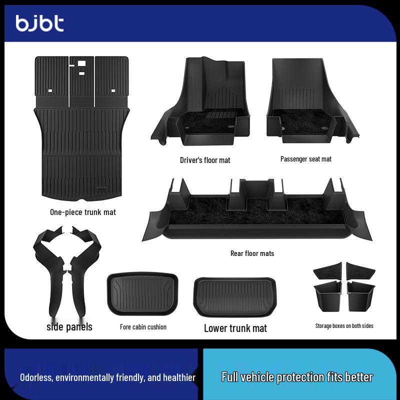 BJBT Full Coverage Non-Slip Floor Mats for Tesla Model Y 2023, TPE Injection Molded