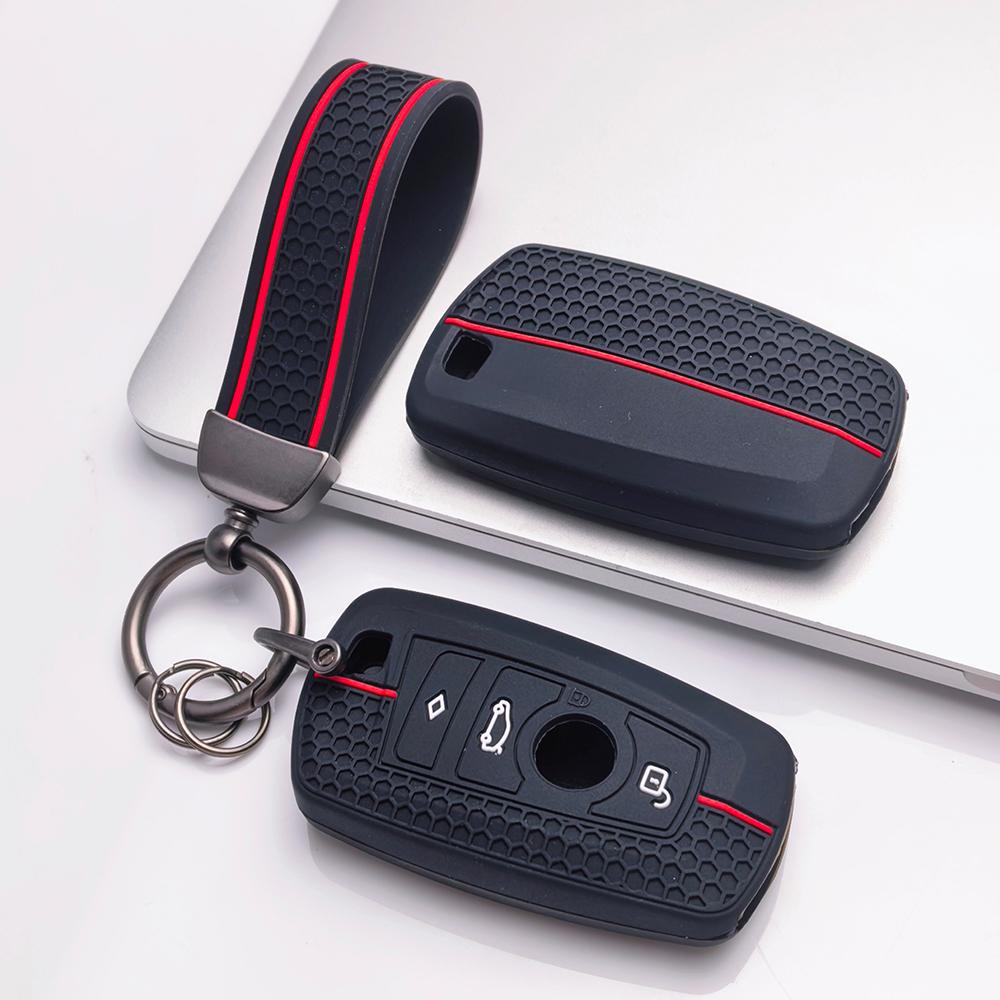 Key Fob Cover for BMW X1 X3 X4 X5 X6 M2 M3 M4 with Keychain Anti-Scratch Guard Shockproof Protection Soft Grip Texture Responsive Button Touch