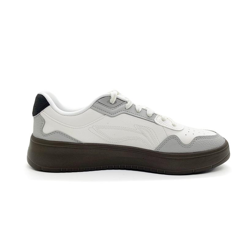 Li Ning Slip Resistant, Abrasion Resistant, Lightweight Low top Skateboard Shoes Men's White Gray Brown AGCV177-4
