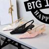 Europese Kant Gaas Dunne Hoge Hak Lage Hak Enkele Schoenen Voor Vrouwen Met Enkele Riemen Om Het Hoofd Te Bedekken Holle Puntige Dames Schoenen