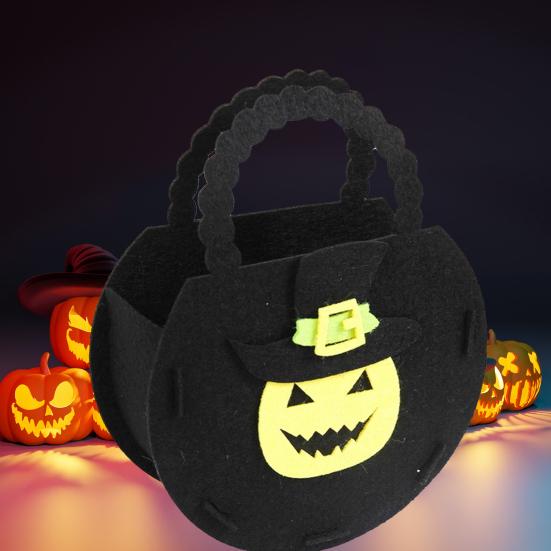 Sacchetto Di Halloween A Forma Di Zucca Con Pipistrelli E Castello - Borsa Per Dolcetto O Scherzetto, Ideale Per Feste E Bambini