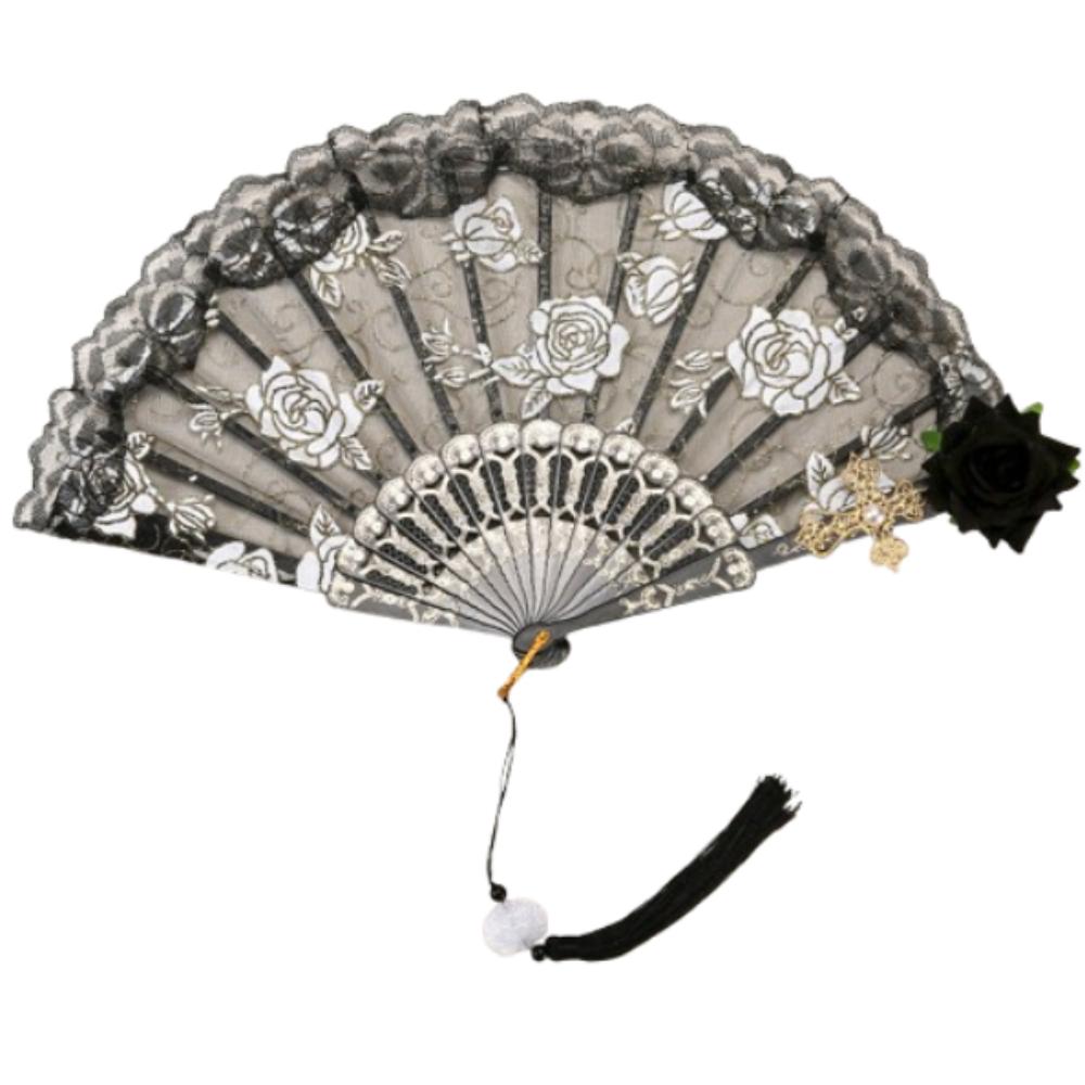 Retro Cosplay Vějíře do ruky Evropské Vějíře pro taneční show Růžový Krajkový Skládací Vějíř Svatební Párty Dekorace