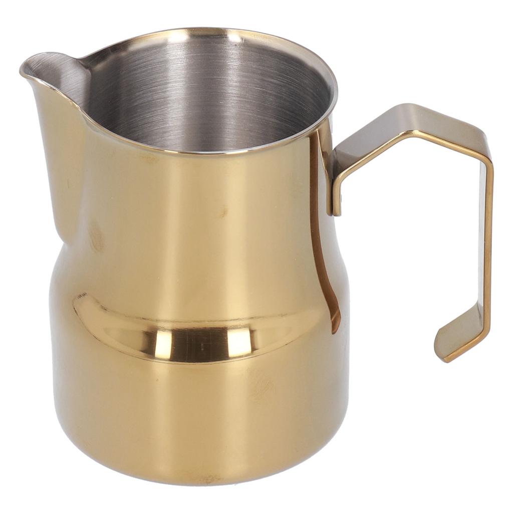 Milk Frothing Cup Stainless Steel Potbellied Fancy Coffee Frothing Jug Pitcher for Home Office(Gold 350ml)
