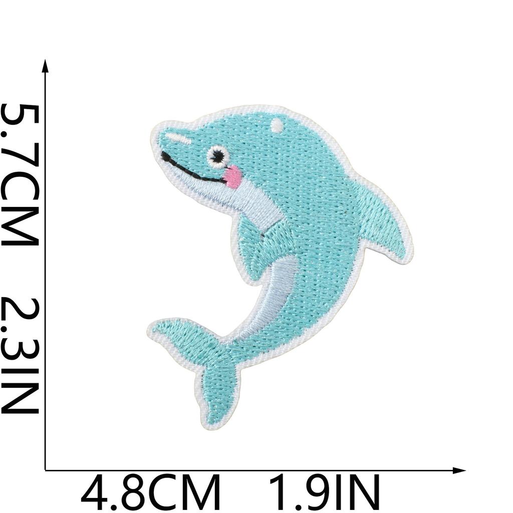 Ocean Party Embroidery Cloth Sticker Cartoon Shark Dolphin Embroidery Chapter Boy Children'S Clothes Dress Up Patch Sticker Hot Sublimation