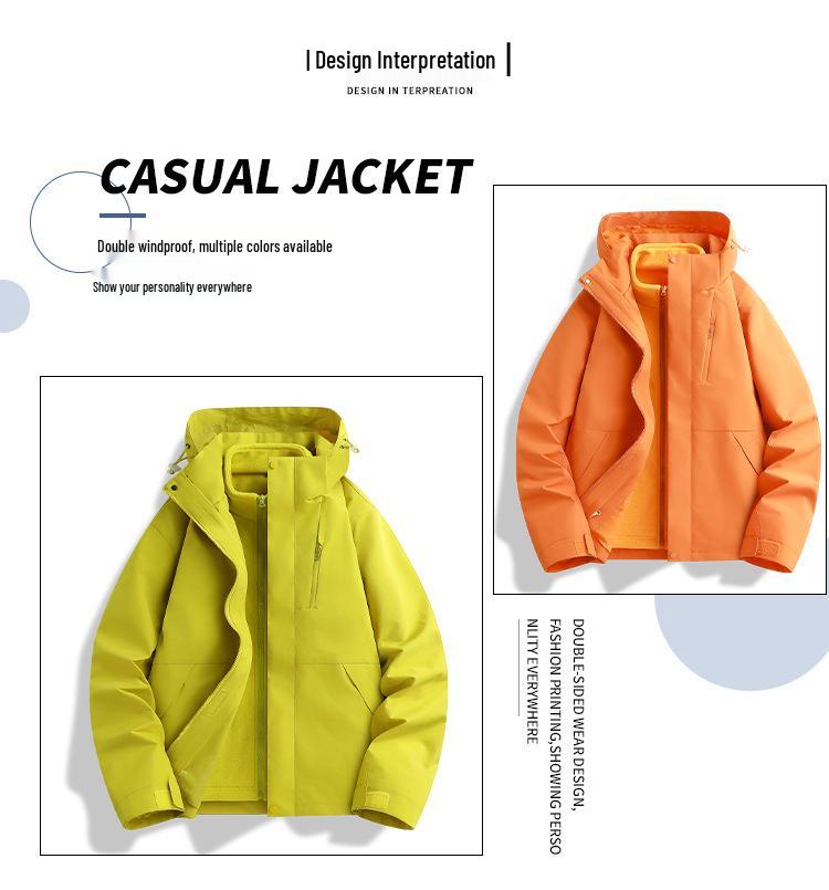 Unisex 3-in-1 Waterproof Windproof Mountaineering Jacket