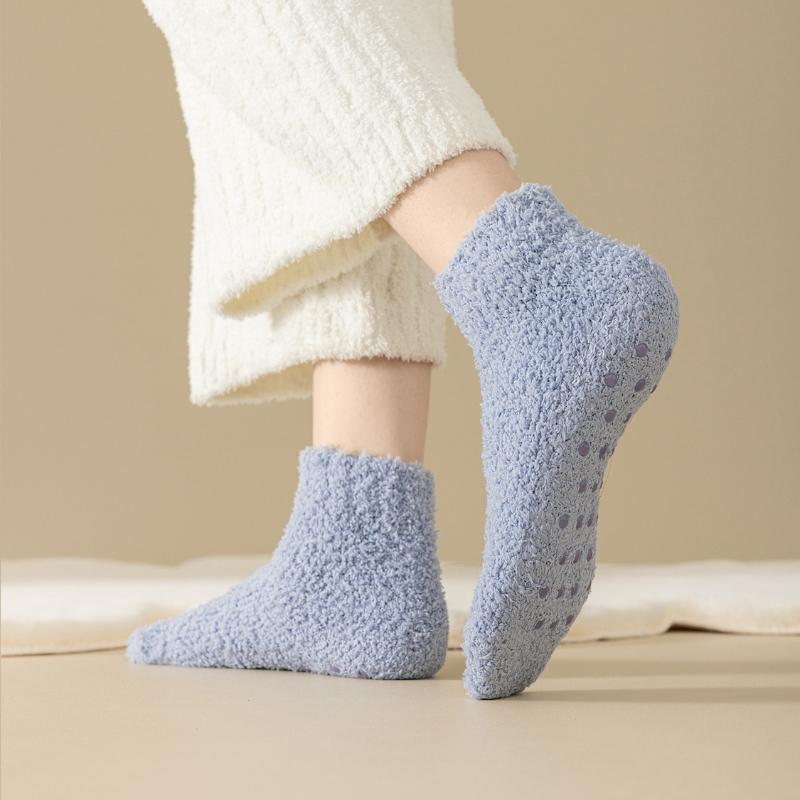 Autumn Winter Non-Slip Coral Floor Socks Carpet Sleep Slippers Indoor Home Short Sock Women Thick Warm Socks