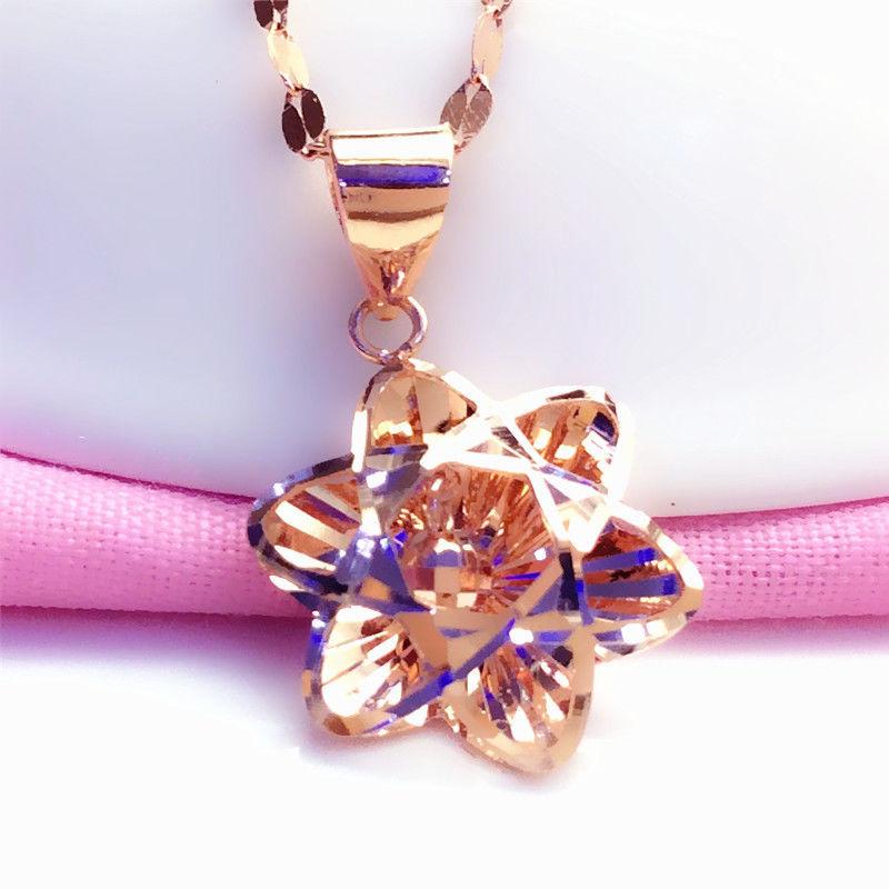 Фиолетовый Золотой Полый Супер Блестящий Цветок Покрытый Розовым Золотом Модный Цветной Золотой Подвеска Ожерелье