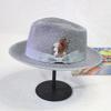 2023 Sombrero Fedora de Lana Sintética para Hombre Mujer Ala Ancha Accesorios de Lazo Pluma Otoño Invierno Caballero Sombrero Panamá Jazz