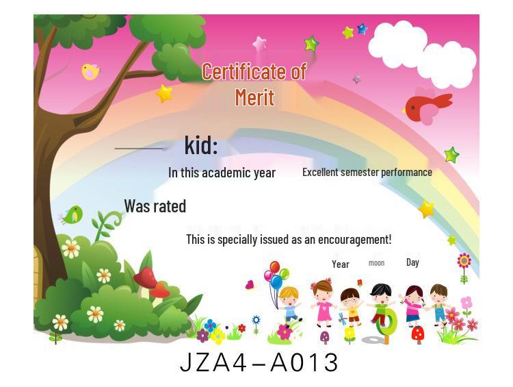 A4 Blank Certificate Paper for Students: Creative Design for Kindergarten and Primary School Commendations and Training Classes.