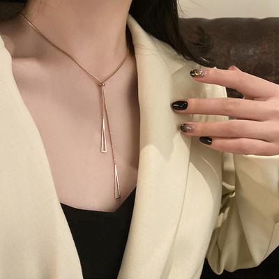 Charm Necklace Hollow Out Triangle Pendant Adjustable Chain Allergy Free Colorfast Decoration Sexy Pull