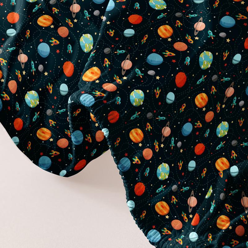 1 Cartoon Fun Printed Matte Fitted Sheet, Bedroom Printed Bed Cover, Bedding (Excluding Pillowcases)