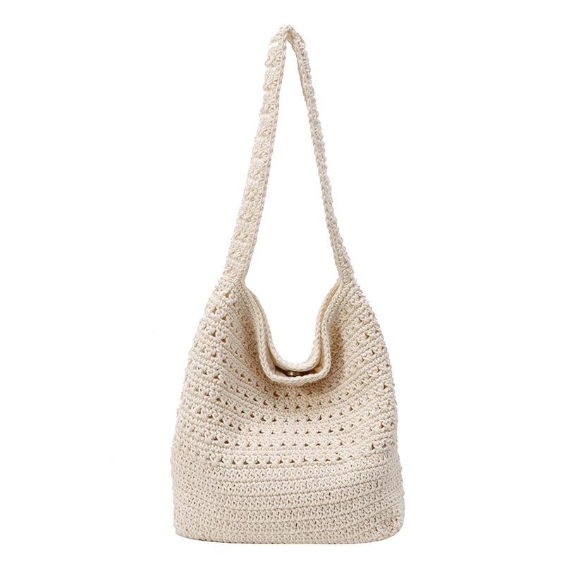 

New niche casual lazy literary sense woven tote bag large capacity lightweight shoulder beach bag women