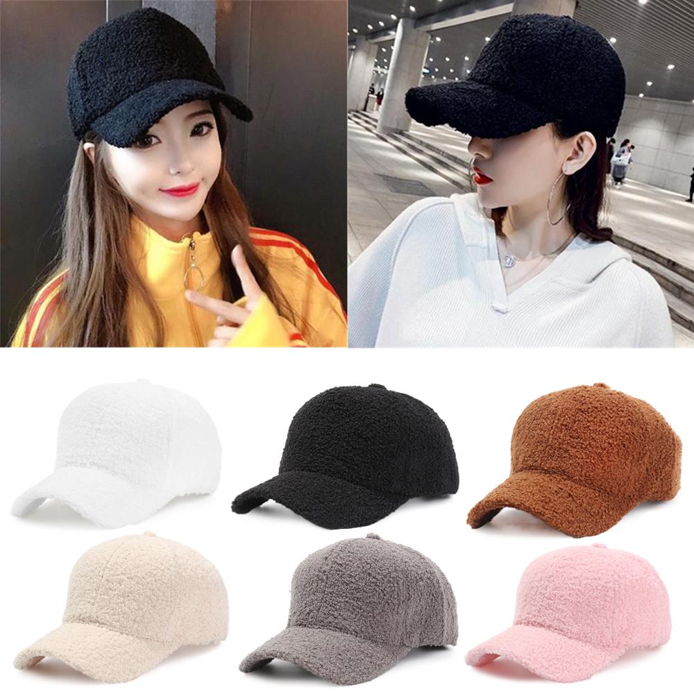 Women Men Sports Thicken Warm Baseball Cap Wool Peaked Hat Hip Hop Cap