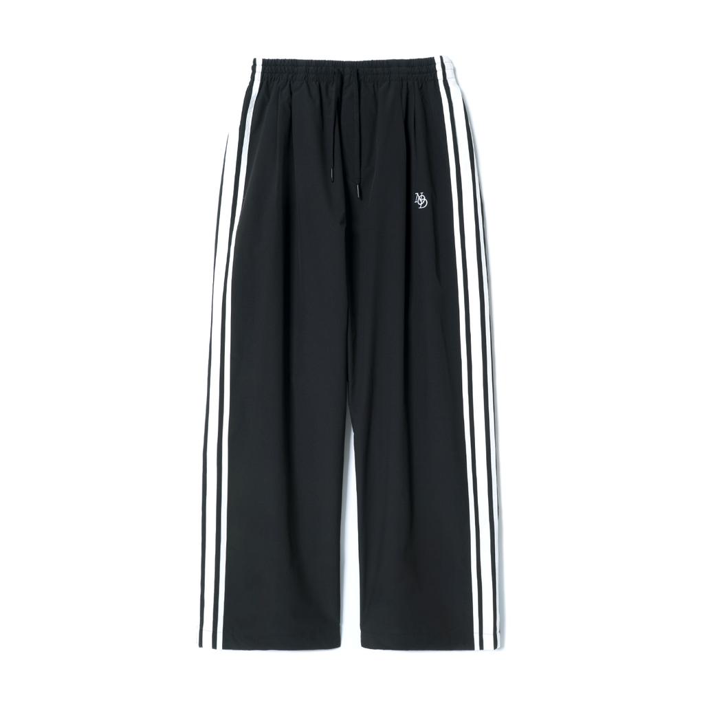 Nodeu Side Line Wide Nylon Pants (Black)