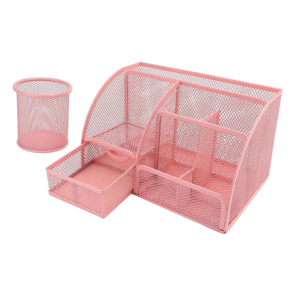 Stifthalter-Set Metallgitter 7 Fächer Multifunktionaler Schreibtischorganizer mit Schublade für Büro