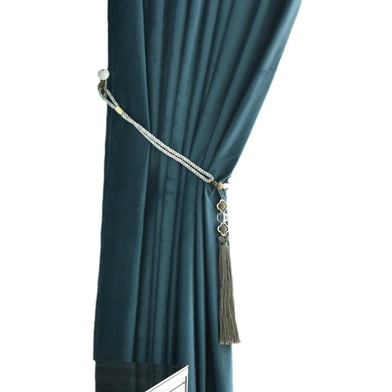 Simple Flannel Cotton Flannel Rose Dirty Powder Curtain Fabric Finished Product