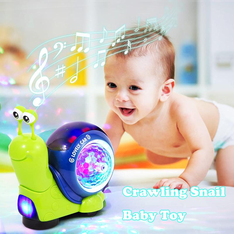 Non-Toxic Crawling Crab Snail Baby Toy Walking Tummy Time Dancing Early Educational Interactive Musical Light Toys Toddler For Kids Gifts