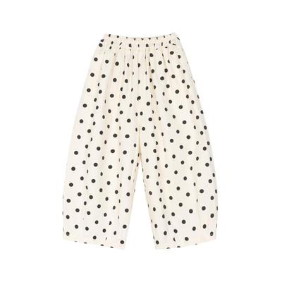 LUSON Okids Girls' Combed Cotton Polka Dot & Plaid Wide-Leg Pants
