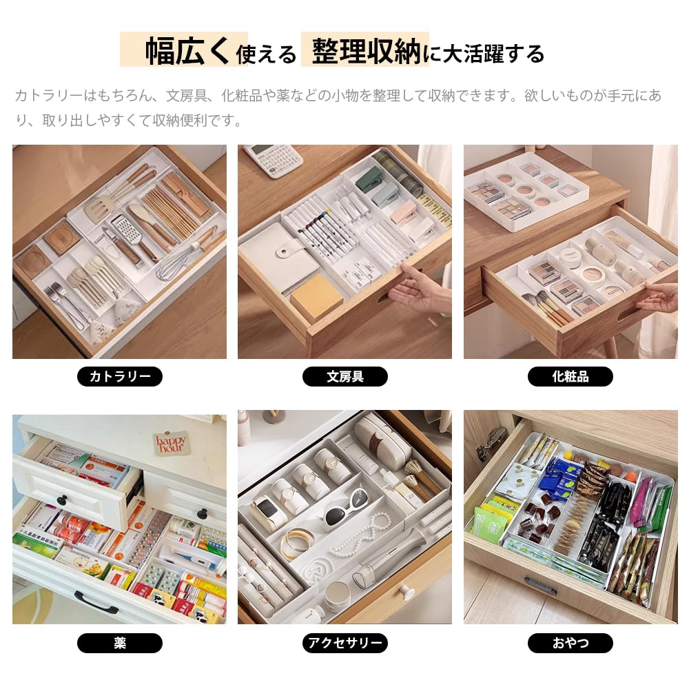 Adjustable Cutlery Storage Box with Extendable Cutlery Expandable Easy To Removable Kitchen Storage Case for Small Items and Kitchen Tools X 27cm X