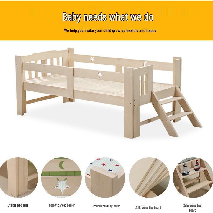 Solid Wood Children's Bed with Safety Railings