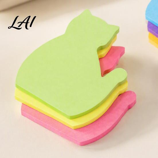Animal Shaped Memo Pads 2PCS Cute Cat Sticky Notepads Multi Color Macaron Adhesive Student Learning Supplies Pads Compact Decorative Note