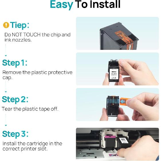 67XL Ink Cartridges Black/Color Combo Pack Replacement for HP Ink 67 67XL Ink Cartridges Work for HP DeskJet 2755e 2700 2855e 2842e 2800 4155e 4255e