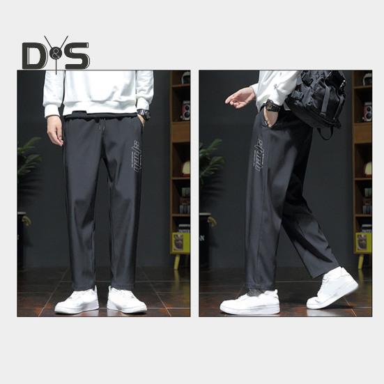 Pantaloni Bărbați Primăvară Toamnă cu Buzunare Laterale Șnur Talie Elastică Picior Larg Pantaloni Subțiri Culoare Solidă Largi Stil Stradal Sport Pantaloni pentru Muncă Zilnic