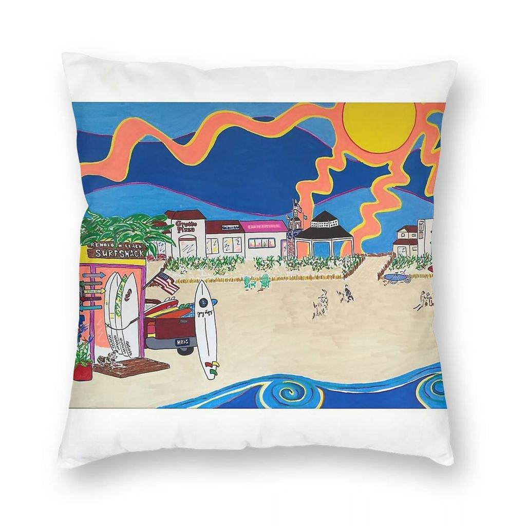 Rehoboth Beach Boardwalk Pillowcase Polyester Linen Velvet Pattern Zip Decor Bed Cushion Cover Wholesale