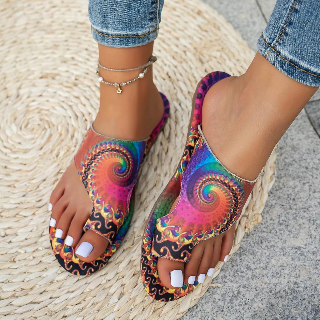 Women Slippers Casual Lightweight Shoes Bohemian Flower Pattern Sandals Flip Flops Big Size Slippers Home Slides Women
