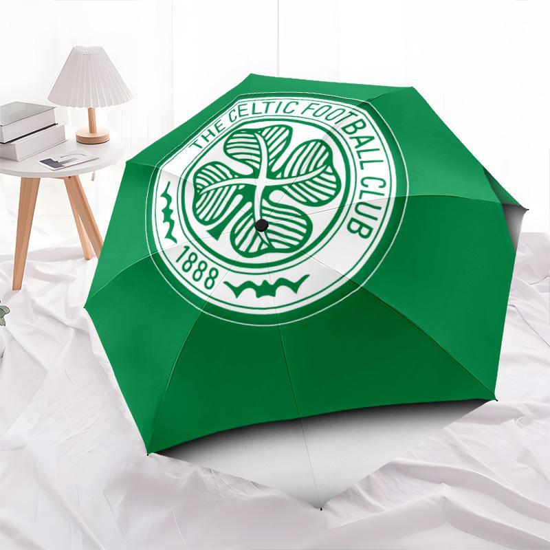 Modello del Celtic Football Club, ombrello pieghevole automatico, design portatile e pieghevole, 8 stecche, un regalo di Natale o di compleanno.
