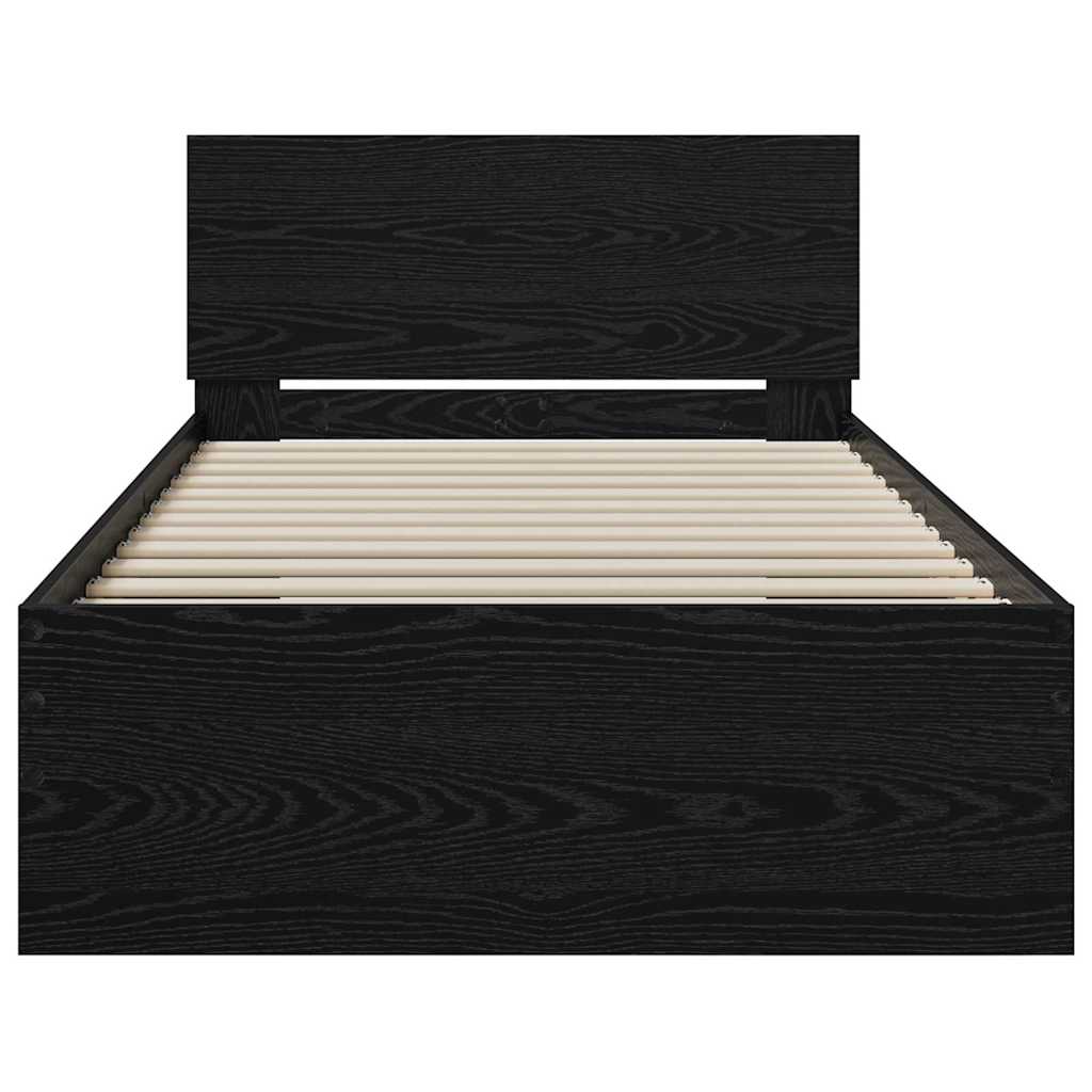 Bed Frame Black Oak Effect 75 x 190 cm Engineered Wood