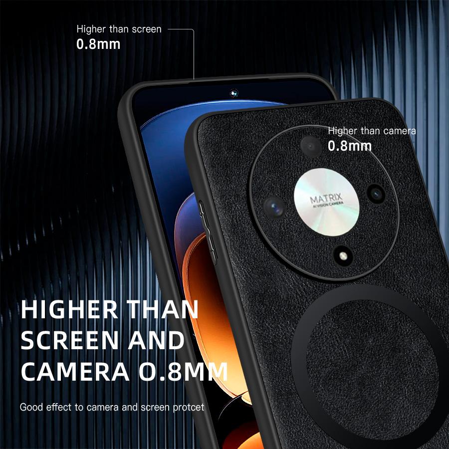 Classic Leather Wireless Charging For Magsafe Magnetic Case For Honor Magic6 Lite Magic 6 Lite X9B HonorX9B 5G Soft Back Cover