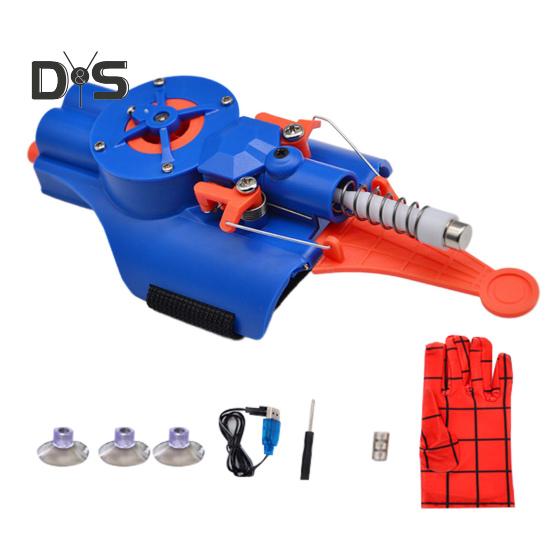 

Электрический пусковой механизм для паутины с присосками для перчаток, магнитами, отверткой, перезаряжаемый детский нитемет, игрушка для метания паутины, подарок киноманам синий