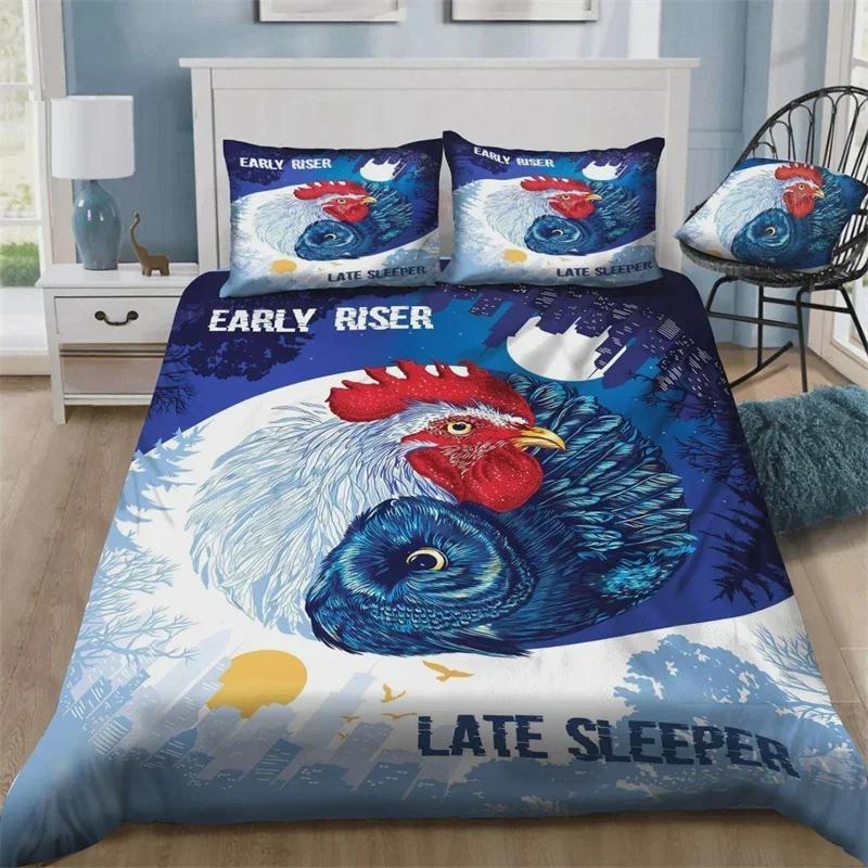 Hahn Bettwäscheset Bauernhoftier Bequem Bettdeckenbezug Steppdecke Kissenbezug Bettwäscheset Kinder Schlafzimmer Dekoration Heimtextil