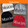 Letter Beanie Hat With High Top Knit Warm Cap For Autumn Winter Streetwear