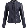 European Women's Slim Fit Leather Jacket Stand Collar Elegant Motorcycle Coat Plus Size