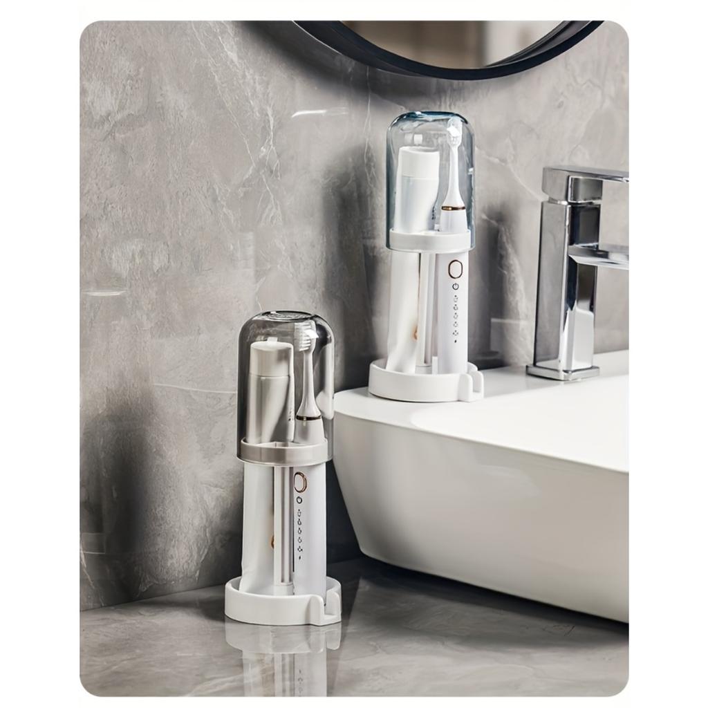Toothbrush Holder with Dust Cover. Toothbrush Cup Holder with Drainage, Flow Guide, Storage Cup Holder. Home Multifunctional Dental Appliance Holder