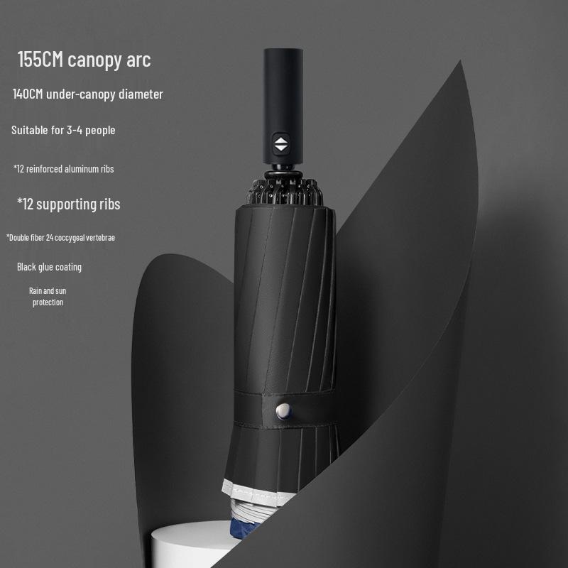 32-Rib Automatic Folding Umbrella, Reinforced Windproof, Dual-Use Sun & Rain Protection for Men