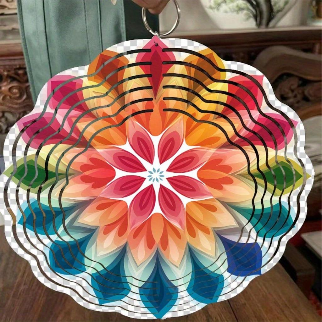 Colorful 10 Inch Mandala Wind Spinner for Garden Decor with 360 Hook Elegant Lawn Ornament Perfect Gift for Spring and Summer
