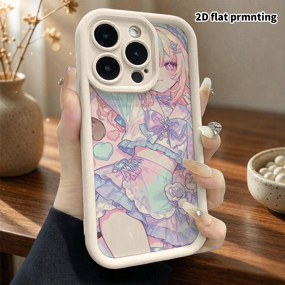 Phone case: 2D flat, fits iPhone 18 17 16 15 14 13 Pro, cat ear girl, perfect Christmas and Halloween holiday gift