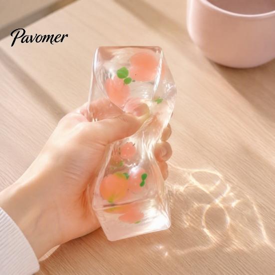 Flexible Sensory Toy Clear Bar Squeeze with Fake Fruit Inside, Stress Relief Shapeable Hand Therapy Stick Toy, Transparent Strip Figdet for