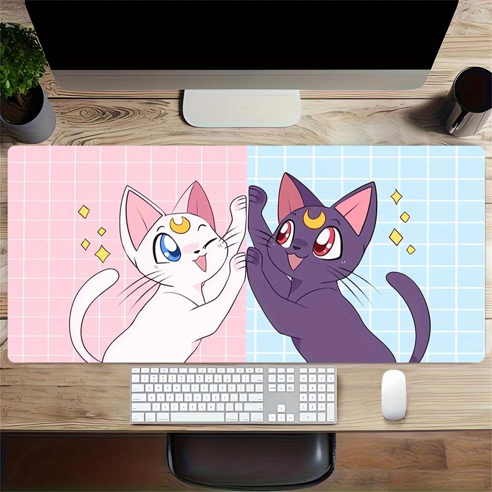 Large Multi-Size Non-Slip Rubber Base Cats, Friendship, Anime Mouse Pad, Stitched Edges Keyboard Desk Mat for School, Office, Home, Gift for