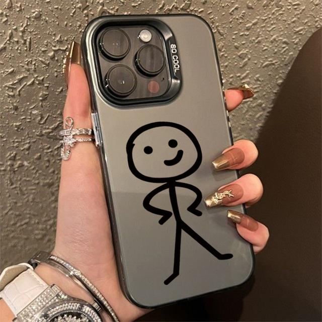 

Милый мультяшный забавный телефон с маленькими человечками для iPhone 14 13 12 11 15 Pro Max Plus Противоударный чехол-накладка Funda Coque Shell For iPhone 11 Pro черный коричневый