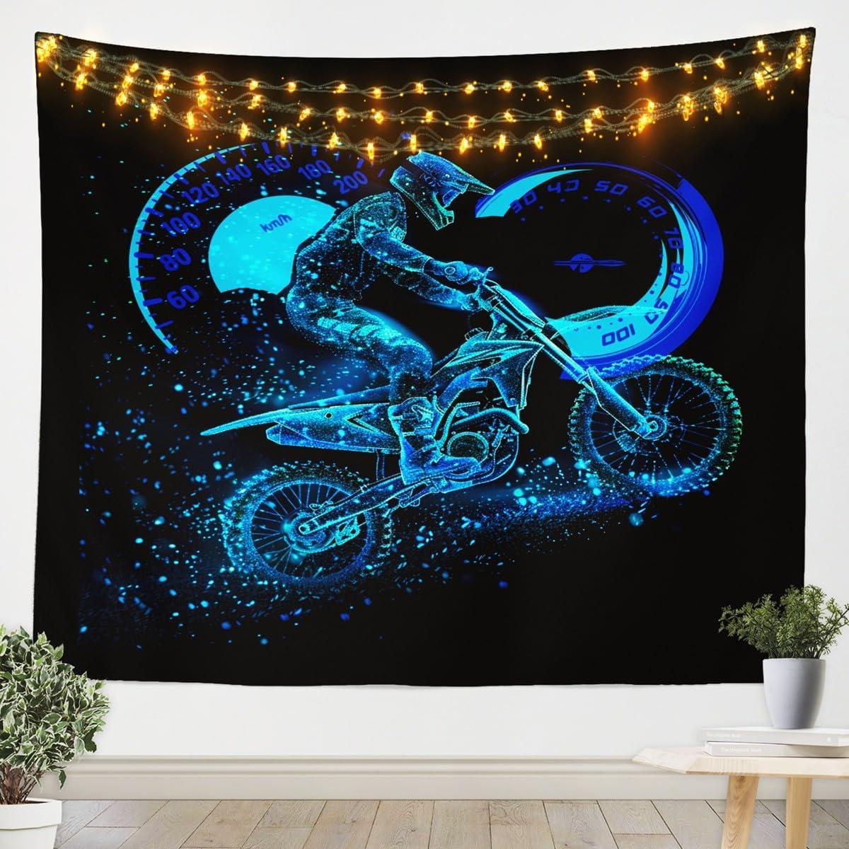 Feelyou Black Motocross Wall Tapestry 75x100