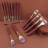 Burgundy 16-Piece Makeup Brush Set: Soft Bristle Foundation, Eyeshadow, and Blush Brushes