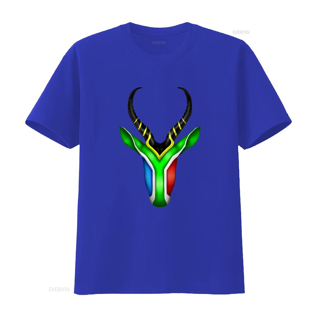 Südafrika Springbok Print T-Shirt Einzigartiges Design Bequemer Stoff Perfekt für Sport und Freizeitwear vintage Gewaschen